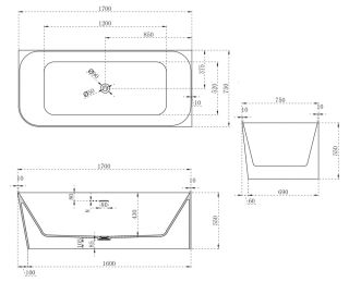 Ванна из искусственного камня ABBER Stein AS9621-1.7 R правая 170x75см белый матовый