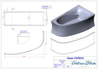 Ванна из искусственного камня Astra-Form Селена 01010081 правая 170x100 см белый матовый