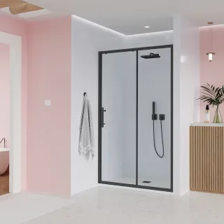 Душевая дверь Veconi Evo 100 B, 1100x1950, черный матовый, стекло прозрачное