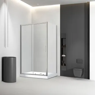 Душевой уголок Veconi Rovigo RV-046BС, 1400х1000х1950, никель брашинг, стекло прозрачное