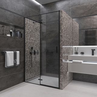 Душевая дверь Veconi Vianno VN-73B, 1200x1950, Черный, стекло прозрачное