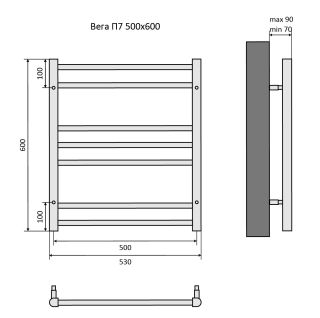 Водяной полотенцесушитель Aquatek Вега AQ DR0760BL П7 50x60см чёрный муар