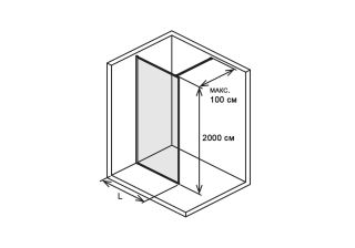 Душевая перегородка Aquatek Walk in с держателем AQ WIW 11020BL 110 см чёрный матовый