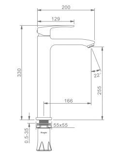 Высокий смеситель для раковины Raglo R01.15.06 чёрный