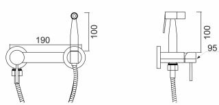 Гигиенический душ со смесителем РМС SUS129BL-5-2 чёрный
