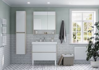 Зеркальный шкаф Акватон Сканди 90см белый/дуб верона 1A252302SDB20