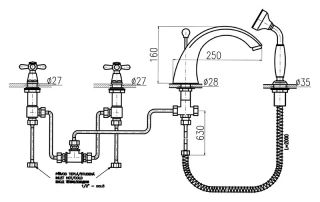 Смеситель на борт ванны Rav Slezak Morava retro MK169.5S хром