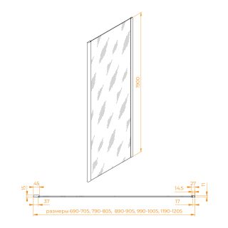 Боковая панель RGW Z-050-5 352205500-11 100см хром