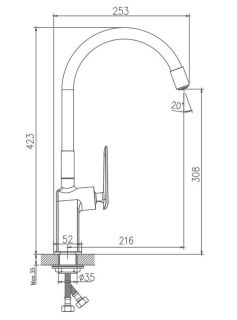 Смеситель для кухни Haiba HB73548-7 чёрный матовый