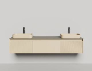 Подвесная тумба Salini Domino 27D120DF 200см эмаль с фрезеровкой для двух раковин