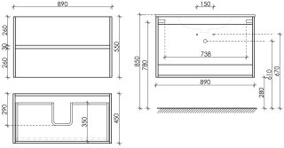 Подвесная тумба под раковину Sancos Urban UR90EG 90см дуб галифакс натуральный